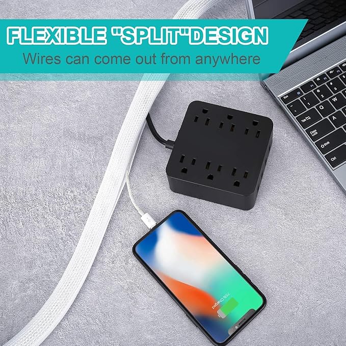 6.6ft, 1.2 inch White Cable Sleeve