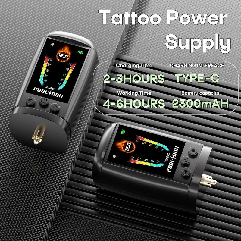Tattoo Gun Kit - Cordless Tattoo Machine with Color Display & 20 Cartridges | Complete Beginner Set