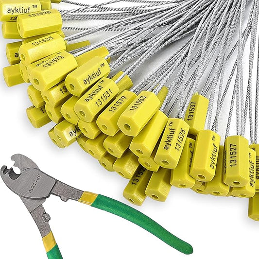 ayktiuf 240 Pieces Security Cable Seals, Metal Number Security Tags for Truck, Trailers, Cargo, Containers, Vans, Oil Tank, Milk Vehicle (Yellow, 240 Pack)