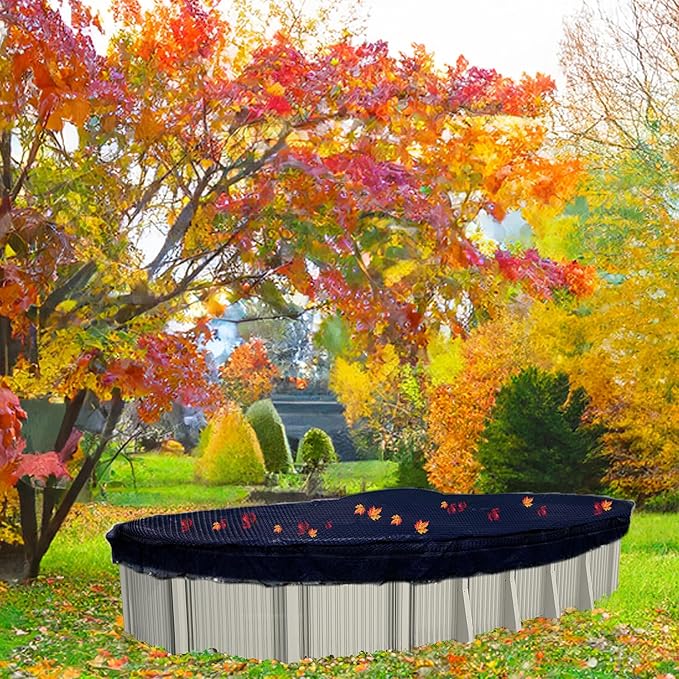 In The Swim 12' x 24' Oval Leaf Net Cover for Above Ground Swimming Pools - Removes Leaves, Sticks, and Small Debris from Your Winter Cover