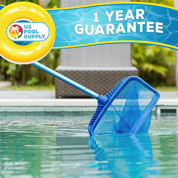 U.S. Pool Supply 15 Foot Swimming Pool Pole Telescopic - Aluminum Pool Skimmer Pole Net, Rake, Brush, Vacuum Head Handle, Attach Cleaning Equipment Accessories, Adjustable 3 Piece Expandable Extension