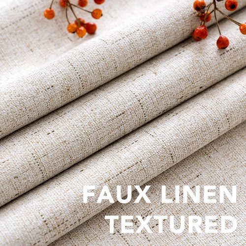 H.VERSAILTEX 72 inch Blackout Curtains, 100% Absolutely Blackout Thermal Insulated Textured Linen Look Curtain Draperies Anti-Rust Grommet Linen Curtains Blackout, 2 Panels, Natural