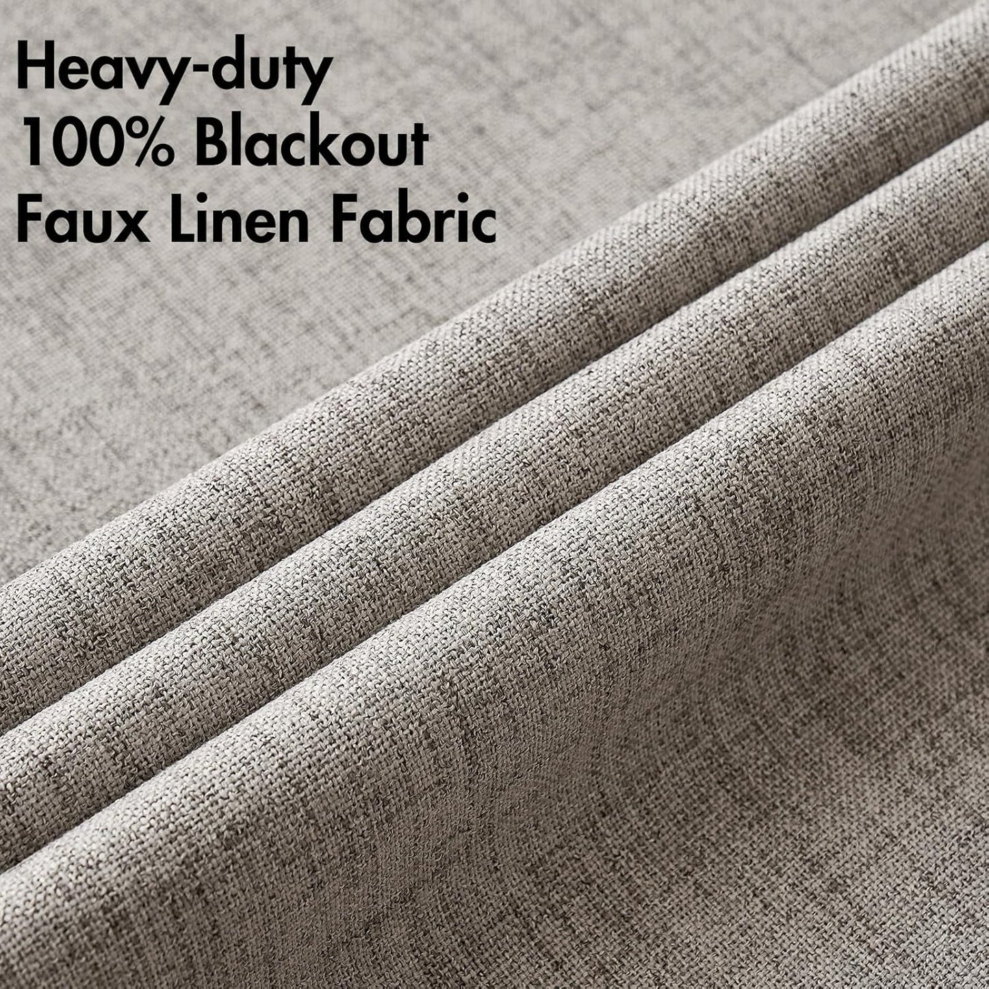 MIULEE 100% Blackout Linen Textured Curtains - Thermal Insulated Warm Taupe Drapes | 52 x 90 Inch (2 Panels)