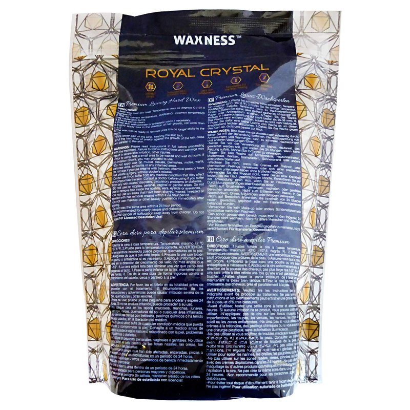 Waxness Royal Crystal Hard Wax Beads 1.65 lb (750 g) – Premium Rosin-Free Stripless Wax with Crystal Formula for Sensitive Areas, Professional Use – Made in Italy