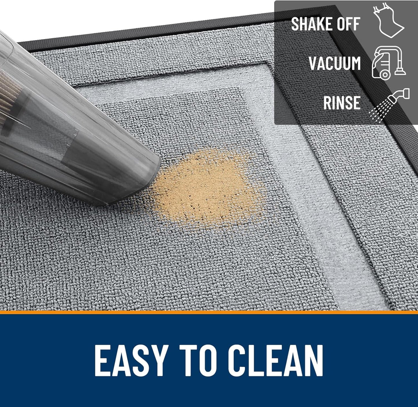 OLANLY Indoor Outdoor Doormat - Waterproof All-Season Rubber Mat | Easy Clean, Low Profile, 29.5x17, Ash Gray