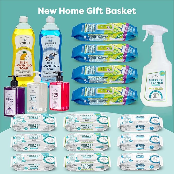 Luxury Cleaning, Supplies Kit, All In One Household Cleaning Essentials Set with Surface-Floor-Hand Cleaners, Laundry Detergent, Dish Soap, Nice Gift for New Homeowners
