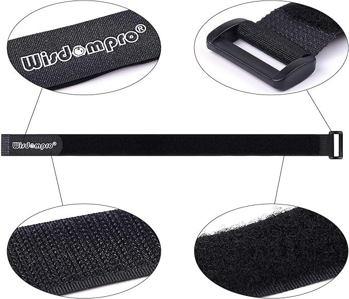 20 Pack (8 12 18 24 Inches) Hook and Loop Reusable Fastening Cable Tie Down Straps by Wisdompro - Reusable, Durable Functional Ties to Keep Your Home, Office, Workspace from Tangled Messes of Cords