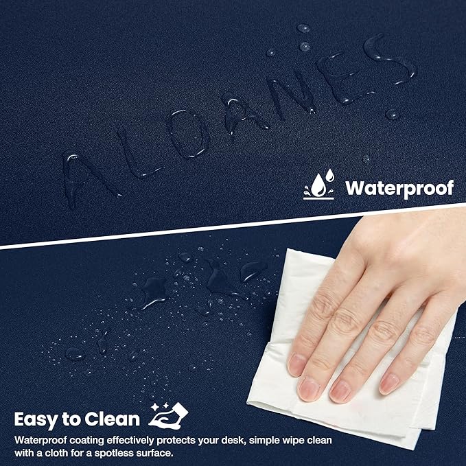ALOANES Waterproof Mouse Pad with Durable Stitched Edge, Gaming Keyboard, Non-Slip Rubber Base Mouse Mat, Extended Desk pad for Gamer, Office& Home, Dark Blue Mousepad 3XL(35.43"x15.74"x0.12")