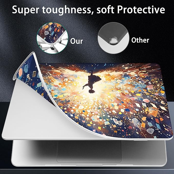 Lepeoac Case for MacBook Pro 16 inch Case 2026-2021 | M5 A3429 A3428 M4 M3 M2 M1 Pro/Max | Protective Hard Shell Laptop Cover with Screen Protector & Keyboard Cover | Colorful Lights & Stars