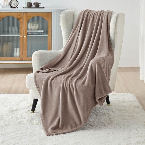 Bedsure GentleSoft Fleece Throw Blanket - XL Mocha Brown, 300GSM Soft & Cozy for Bed, Sofa, Travel | 50x70 Inches