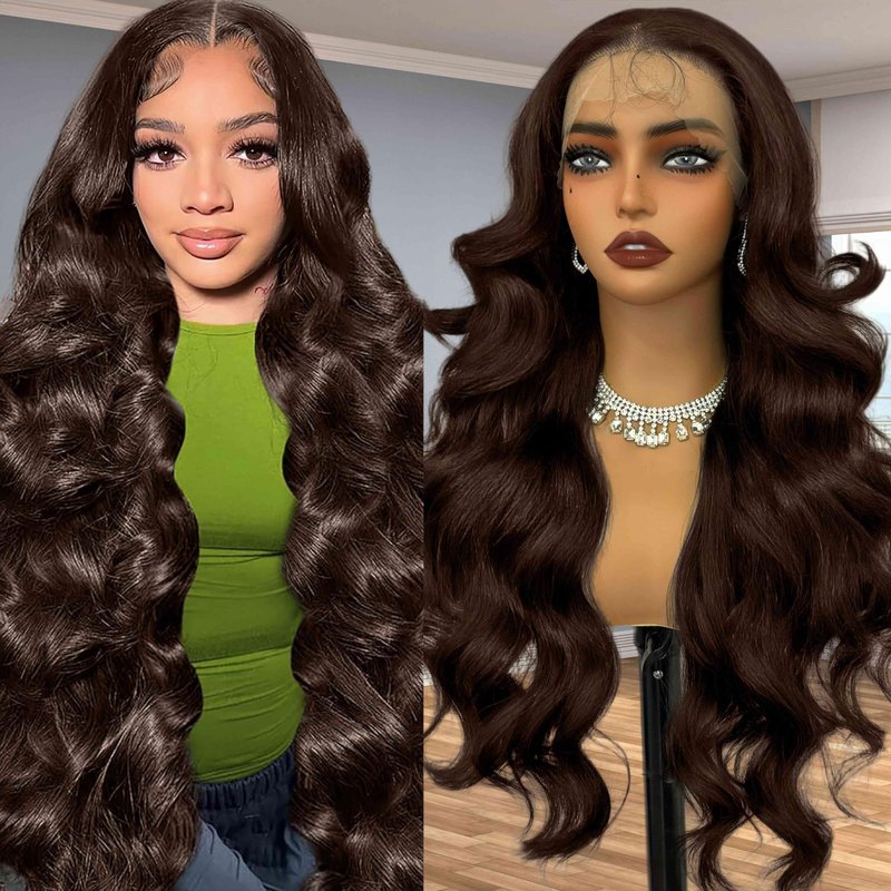 florrhair Natural Black 13×6 Lace Front Wig, 26 Inch HD Lace frontal Wavy Glueless Wigs,Synthetic Body Wavy Pre Plucked Wig with Baby Hair for Women Daily Party Use,Heat Resistant Fiber Wig