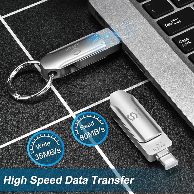 Genuine Apple MFi Certified 512GB USB C & Lightning Flash Drive iPhone USB Stick with One-Click Backup, Photo Stick & External Storage for iPhone/iPad/Mac/Android - Real Storage Capacity & Secure Data