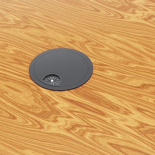 Skweawert Desk Grommet 2 Inch 50mm, Zinc Alloy Computer Desk Wire Hole Cover, Office Desktop Cord Cable Hole Metal Ring, Black