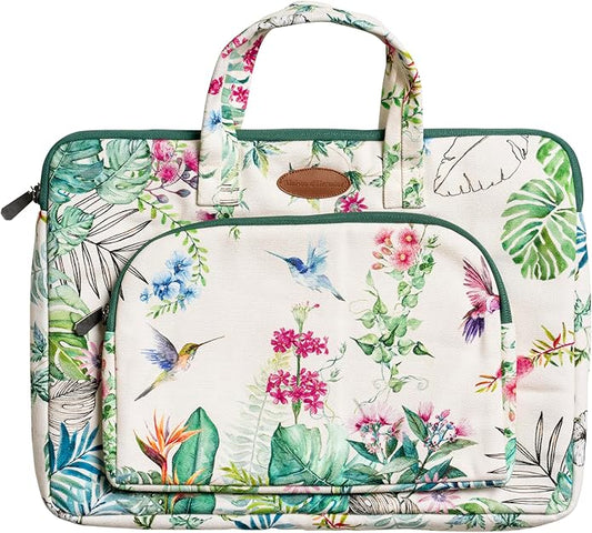 Maison d'Hermine Laptop Bag with Pocket upto 15.5 inch Stain and water repellent Cotton canvas Valentines Day Gifts - Tropiques