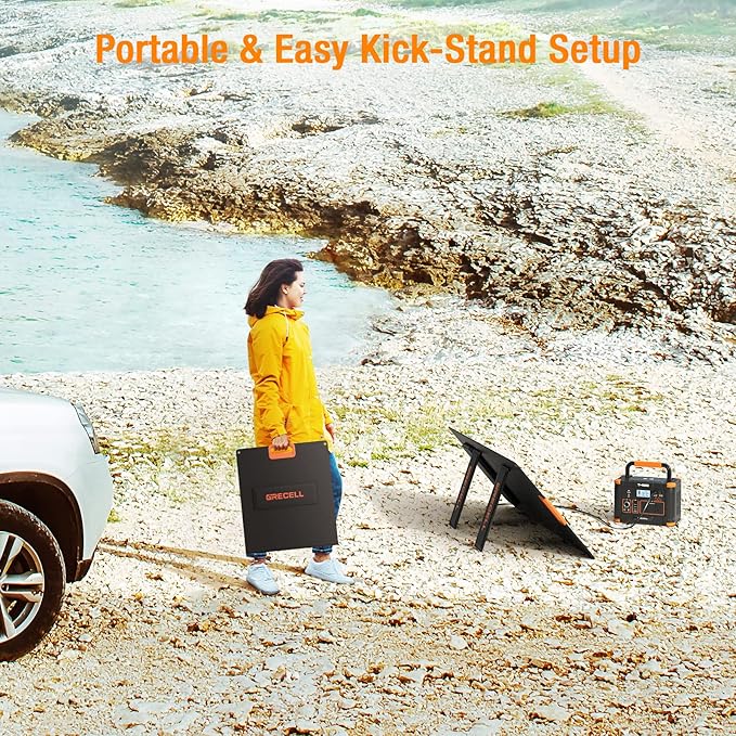100W Portable Solar Panel for Power Station Generator, 20V Foldable Solar Cell Solar Charger with High-Efficiency Battery Charger for Outdoor Camping Van RV Trip
