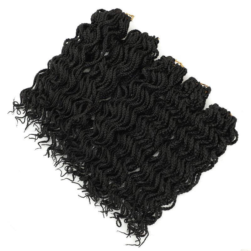 150 Strands Goddess Box Braids Crochet Hair Curly Braided Crochet Box Braiding Hair 14 Inch 3X Pre Looped Box Braid Crochet Braids Extensions 5 Packs Wavy Crochet Hair for Black Women