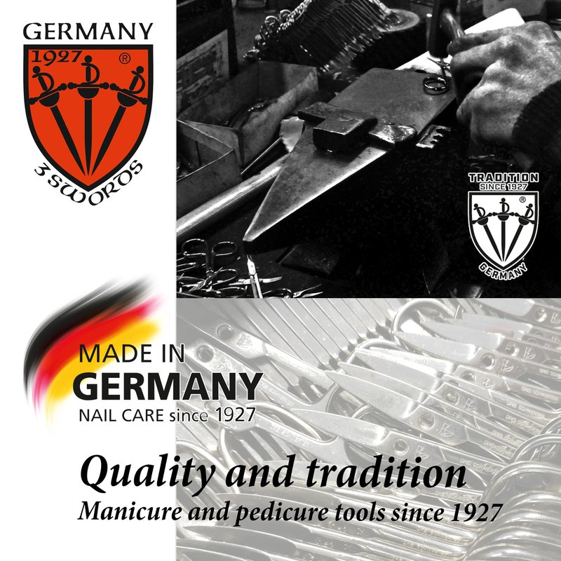 3 Swords Germany - brand quality 5 piece manicure pedicure grooming kit set for professional finger & toe nail care tweezers file clipper genuine leather case in gift box, Made by 3 Swords (03898)