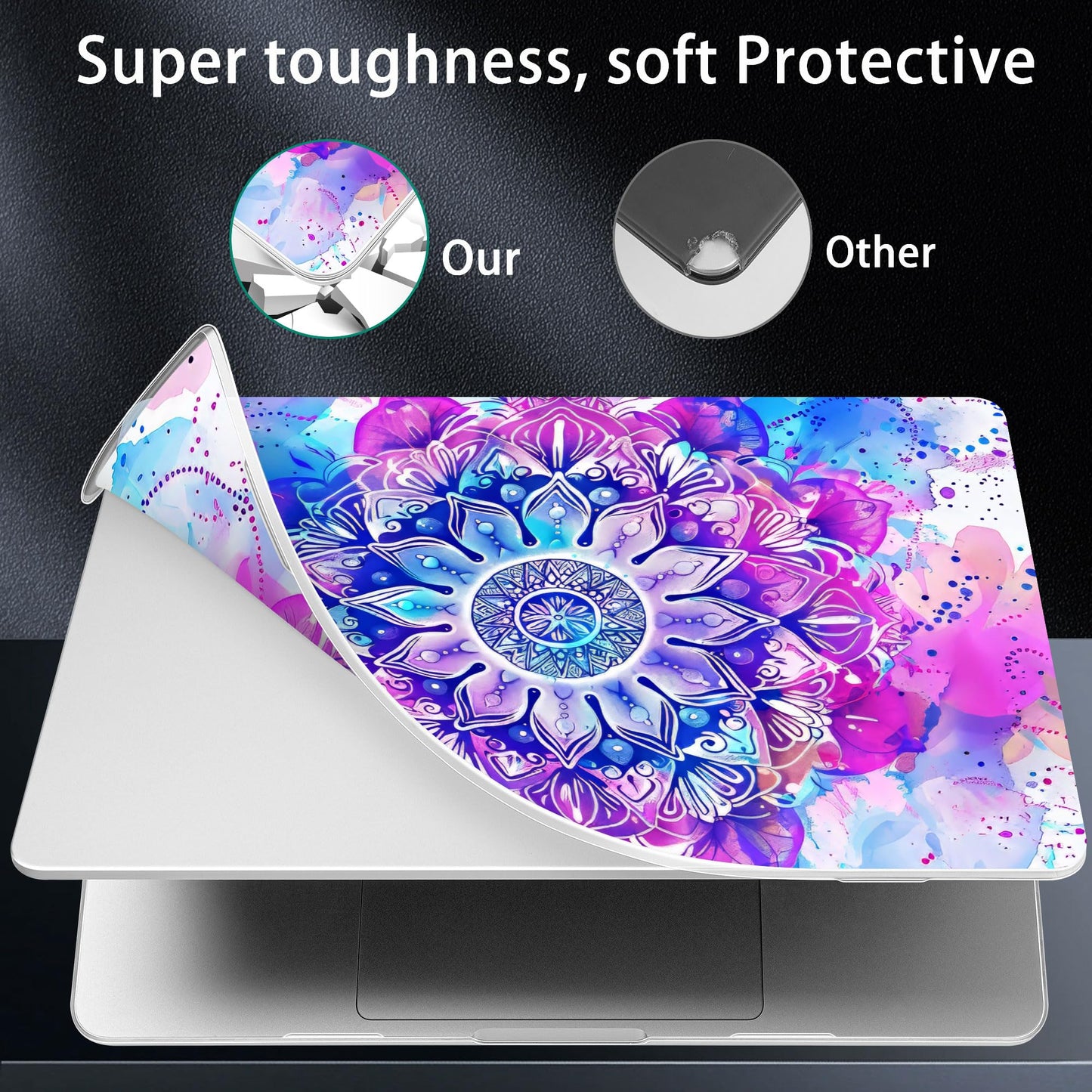 Lepeoac Case for MacBook Pro 16 inch Case 2026-2021 | M5 A3429 A3428 M4 M3 M2 M1 Pro/Max | Protective Hard Shell Laptop Cover with Screen Protector & Keyboard Cover | Mandala