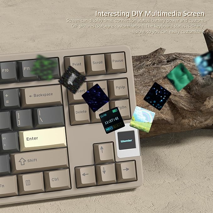 Rainy75 QK87 75% Keyboard with Multimedia Screen, QMK/VIA Wireless Gaming Keyboard, Creamy Mechanical Key Board,3-Mode RGB Custom Gasket Hot Swappable for Windows&Mac, POM Linear Switch (Green Brown)