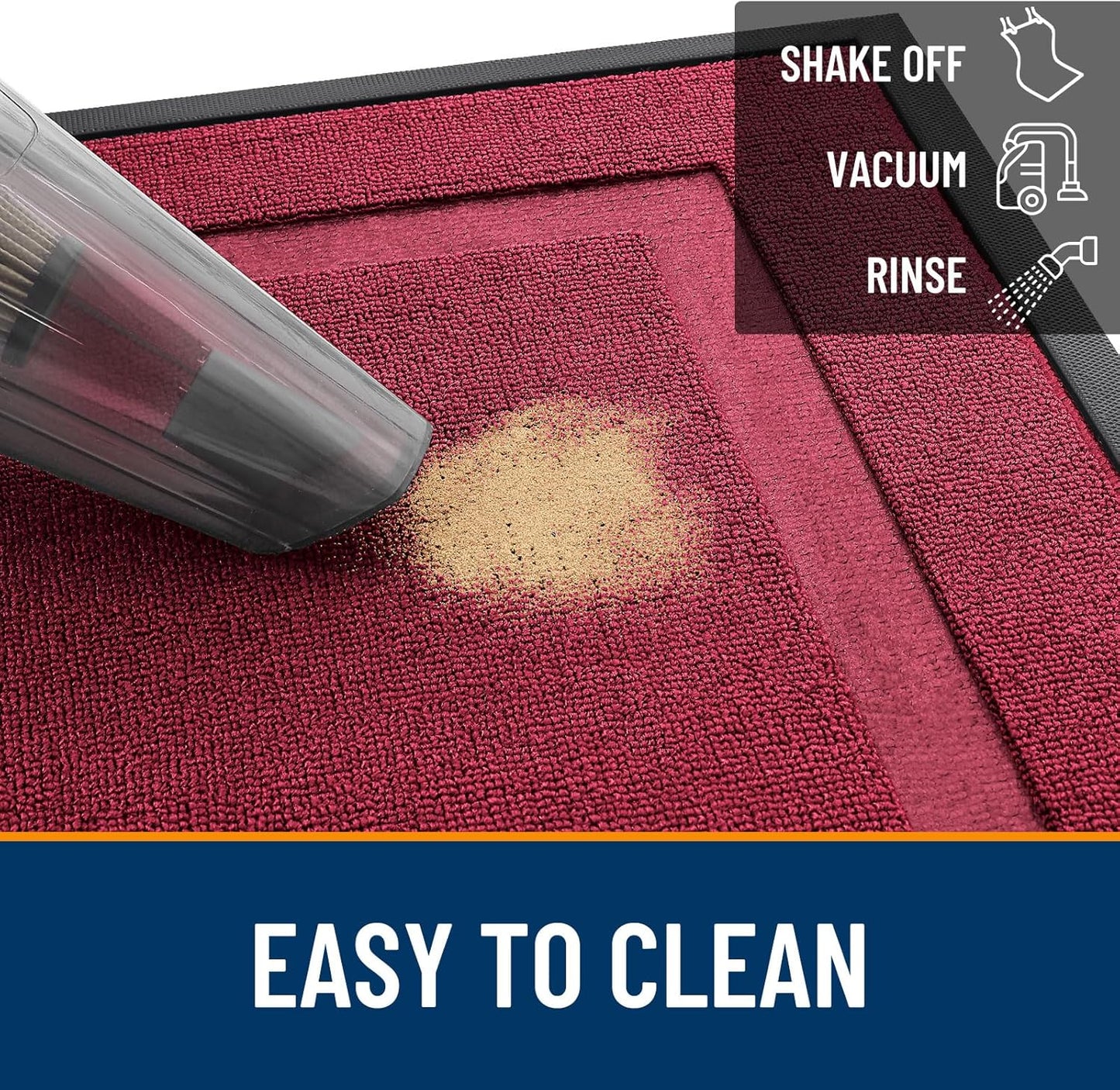 OLANLY Waterproof Front Door Mat - All-Season Indoor/Outdoor Doormat, Easy Clean, 71x23, Burgundy