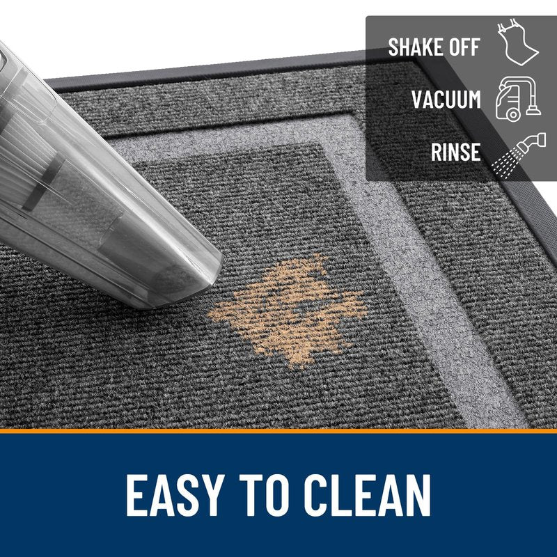 OLANLY Front Door Mat Indoor Outdoor Entrance, Waterproof All-Season, All-Weather Doormat, Sturdy Natural Rubber, Fade Resistant, Low Profile, Easy Clean Patio Porch Entryway Mat, 59x20, Dark Grey