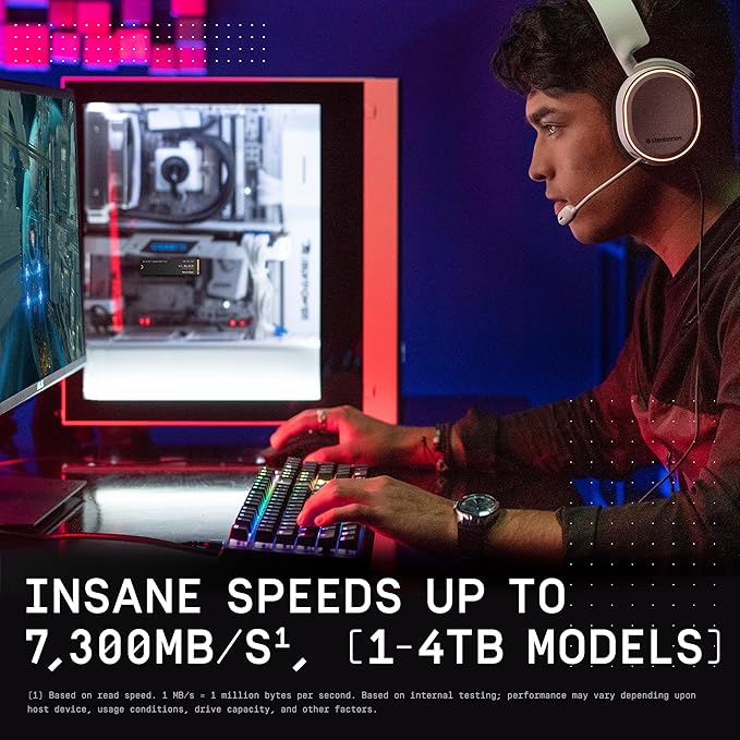 WD_BLACK SN850X 4TB NVMe SSD - M.2 2280, Up to 7,300 MB/s Read speeds, Up to 6,300 MB/s write speeds, Gaming Expansion, High Performance Internal Solid State Drive - WDS400T2X0E