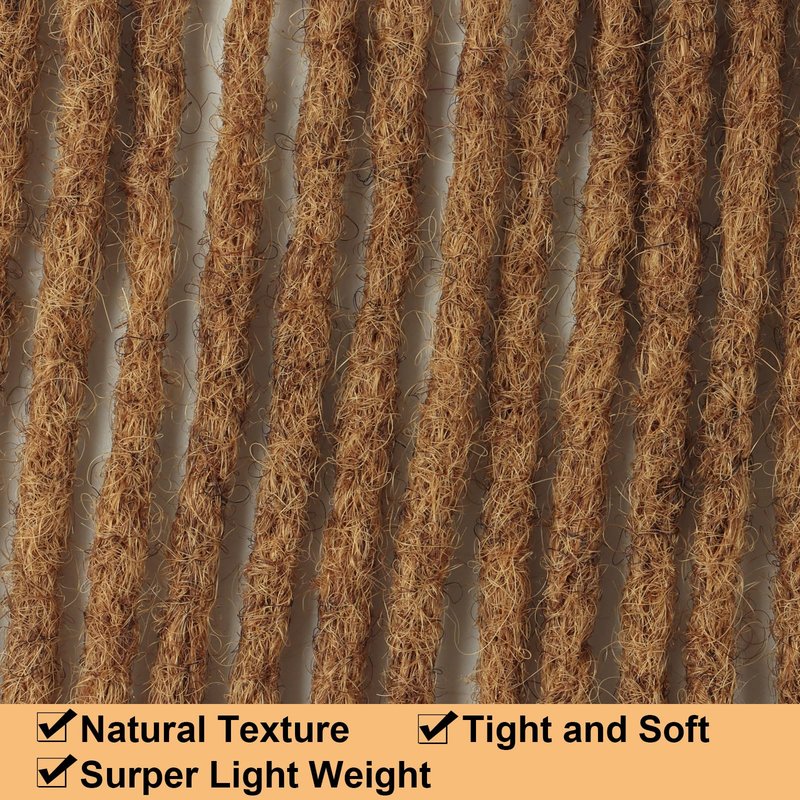 IIFLYDSFA 0.4cm Thickness #30 Light Brown Real Human Hair Dreadlock Extensions for Men/Women 12 Inch 20 Strands Full Handmade Permanent Locs Extensions Human Hair