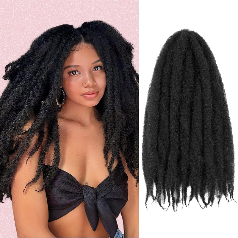 Marley Twist Braiding Hair 8 Packs Marley Twist Hair Cuban Twist Hair 24 Inch Afro Kinky Curly Twist Crochet Hair Cuban Twist Soft and Natural Hair 1B Black (1B, 30inch)