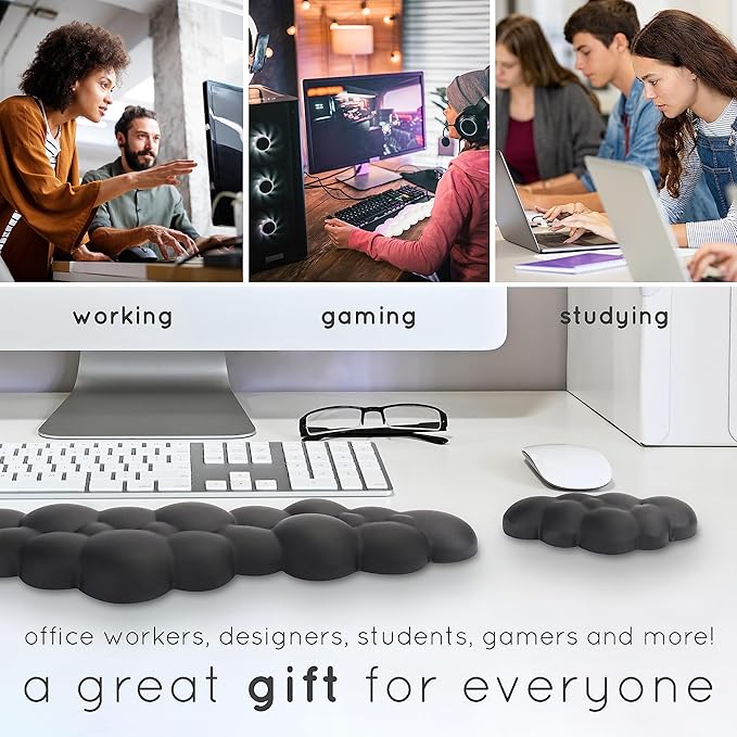 Pink Cloud Keyboard Wrist Rest – Create-ables Qloud Pink Wrist Rest for Computer Keyboard and Mouse, Ergonomic Memory Foam Wrist Pad with Non-Slip Base, Includes Cloud Mouse Pad