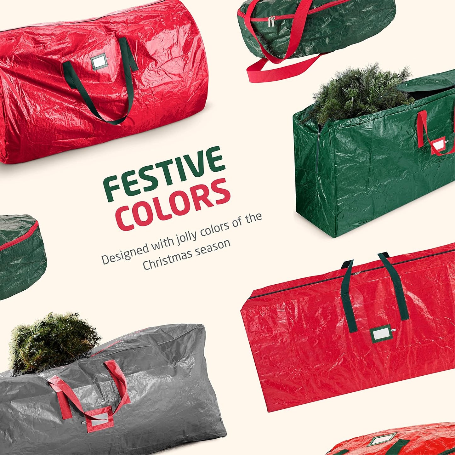 Zober Christmas Tree Storage Bag | Fits 9 Ft Artificial Trees - Waterproof & Durable - White (Pack of 2)