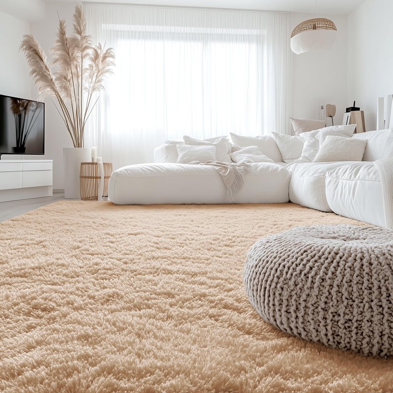 OLANLY 7x11 Machine Washable Large Area Rugs for Living Room, Bedroom, Soft Fluffy Shaggy Bedside Rug, Indoor Floor Carpet for Kids Girls and Boys, Dorms, Nursery, Home Decor Aesthetic, Beige