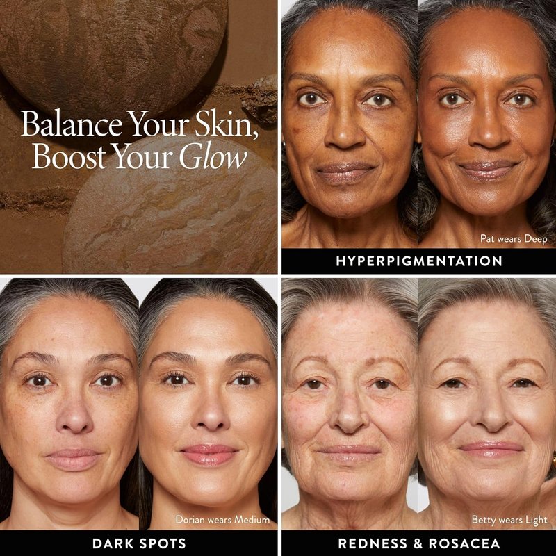 Laura Geller Baked Balance-N-Glow Foundation - Deep - Buildable Sheer to Light Coverage, Satin Finish