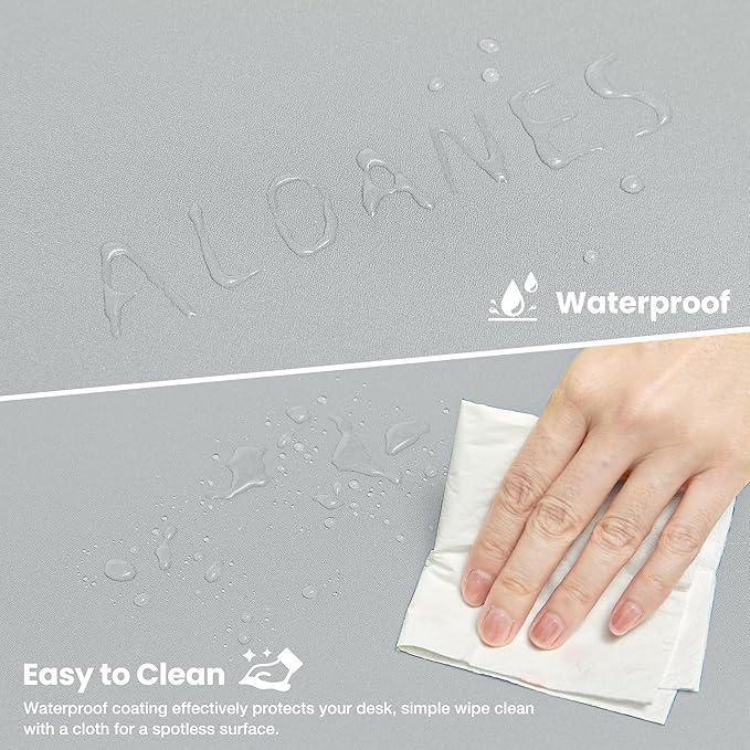 ALOANES Waterproof Mouse Pad with Durable Stitched Edge, Gaming Keyboard, Non-Slip Rubber Base Mouse Mat, Extended Desk pad for Gamer, Office& Home, Gray Mousepad Large(27.6"x11.8"x0.12")