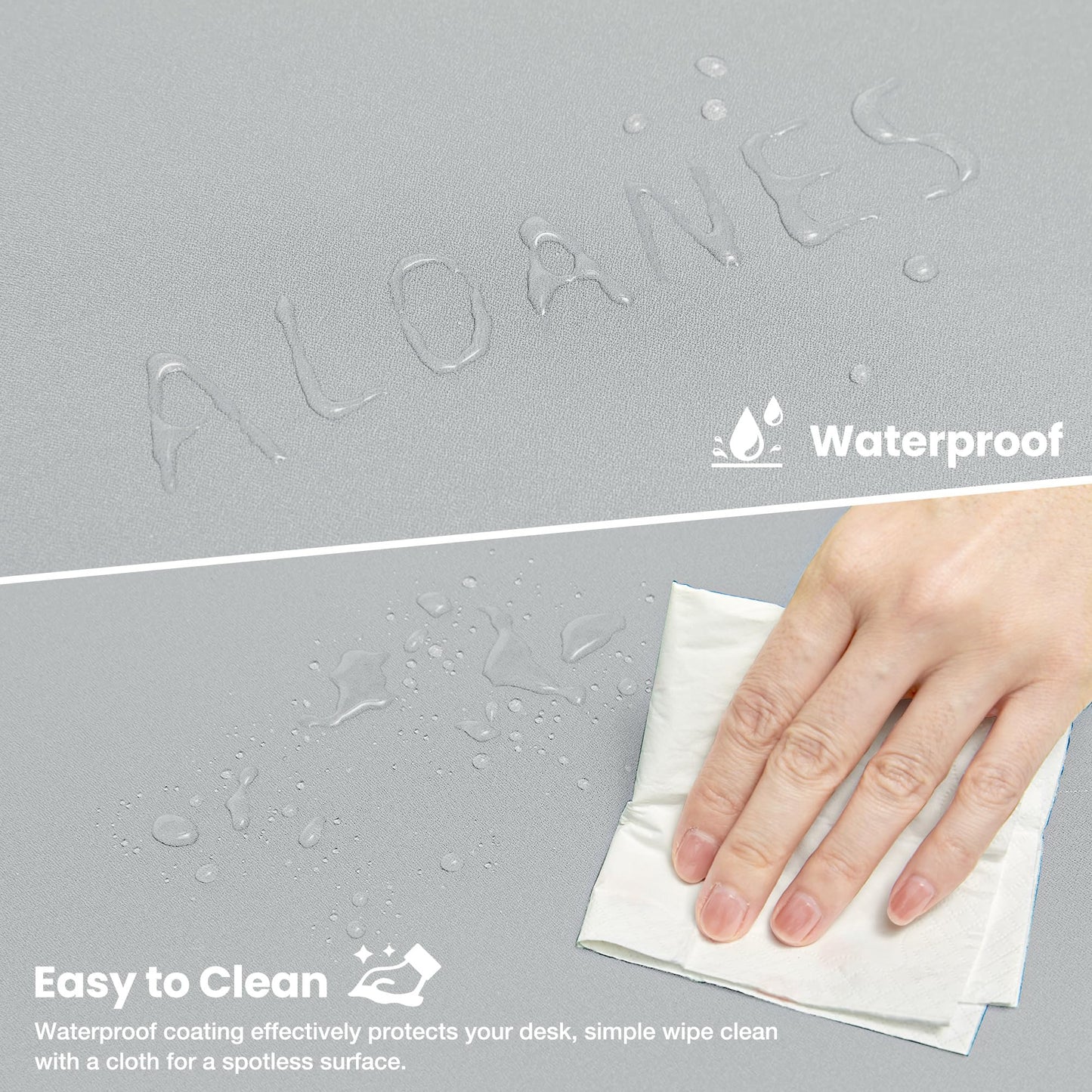 ALOANES Waterproof Mouse Pad with Durable Stitched Edge, Gaming Keyboard, Non-Slip Rubber Base Mouse Mat, Extended Desk pad for Gamer, Office& Home, Gray Mousepad XL(31.50"x11.81"x0.12")