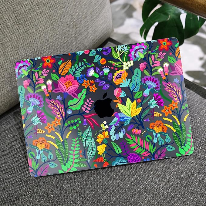 MEEgoodo Case for M5/M4/M3/M2 MacBook Air 13 inch 2026 2025 2024 2022, Fit Model A3449/A3240/A3113/A2681, Case Compatible with MacBook Air 13.6-inch, Bright Flowers & Tropic Leaves
