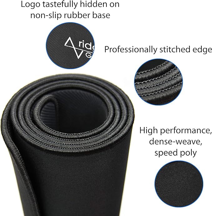 Traverse Ridge Gaming Mouse Pad (5mm) Massive 46 inch | 46x17.3x0.20 Extra Thick | Black | Stitched Edge, Large Washable Desk Mat