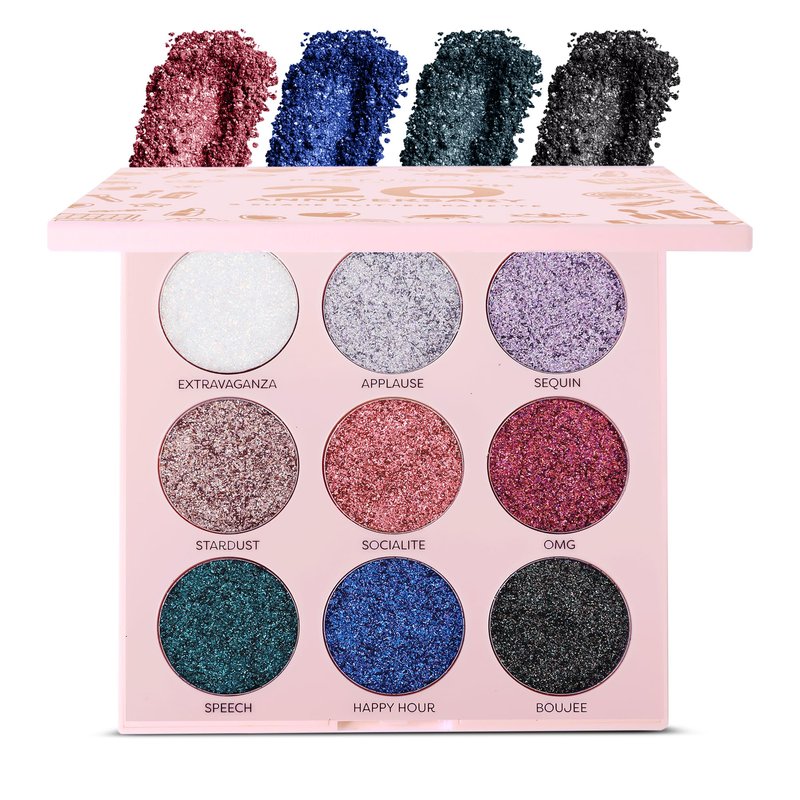 Profusion Cosmetics 9 Colors Pressed Glitter Eyeshadow Palette, Highly Pigmented Multicolor Eye Makeup with Long-Lasting Shimmer Finish for Flawless, Eye-Catching Looks, Rose