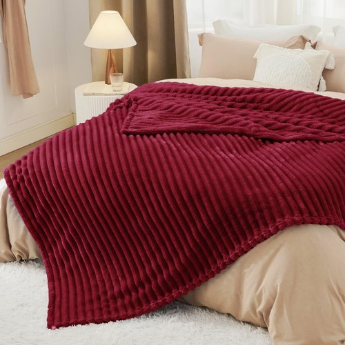 Bedsure GentleSoft Red Fleece Blanket for Couch - Cozy Soft Blankets for Women, Cute Small Throws for Girls, 108x90 Inches