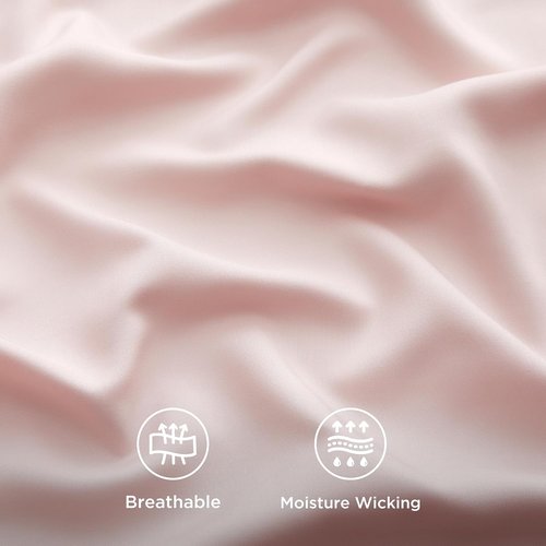 Bedsure Cooling Bed Sheets - Rayon from Bamboo, Breathable & Soft, Deep Pocket Up to 16 Inches, Pink