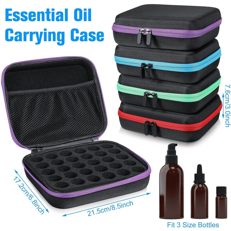 Essential Oils Storage Bag - 30 Bottle EVA Carrying Case with Foam Insert & Handle | Holds 5-15 ml