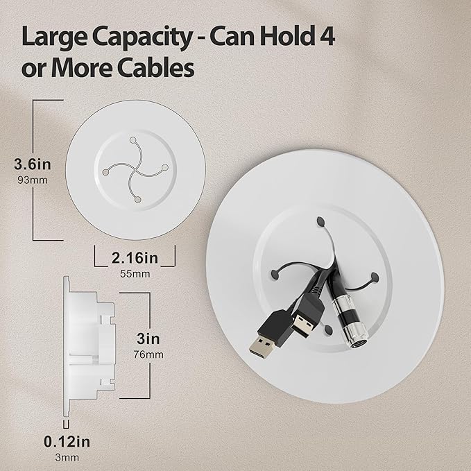 YCLYC in Wall Cable Management Kit, White Wire Hider to Hide Cords Wall Mounted TV, 3inch Easy Install Cord Covers Kit, Cord Hiding for Wall - 4Pack Suitable for HDMI, TVs, Desks, Audio