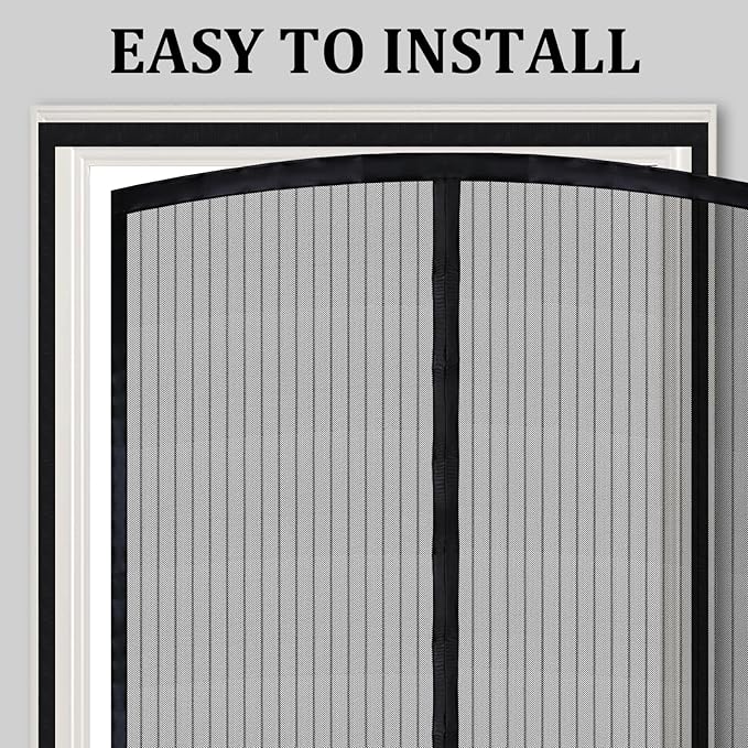 Magnetic Screen Door - Self Sealing, Heavy Duty, Hands Free Mesh Partition Keeps Bugs Out Let Breeze in- Pet and Kid Friendly - Keep Open Feature - Fit Door Size 36 x 80 Inch