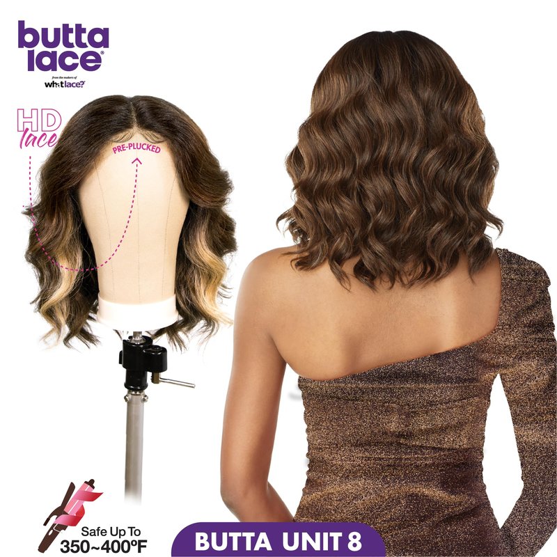 Sensationnel Butta Lace Wigs - Unit 8 Extra Wide 5 Inch Deep Parting Synthetic Preplucked Hairline Glueless Lacefront (1B OFFBLACK)