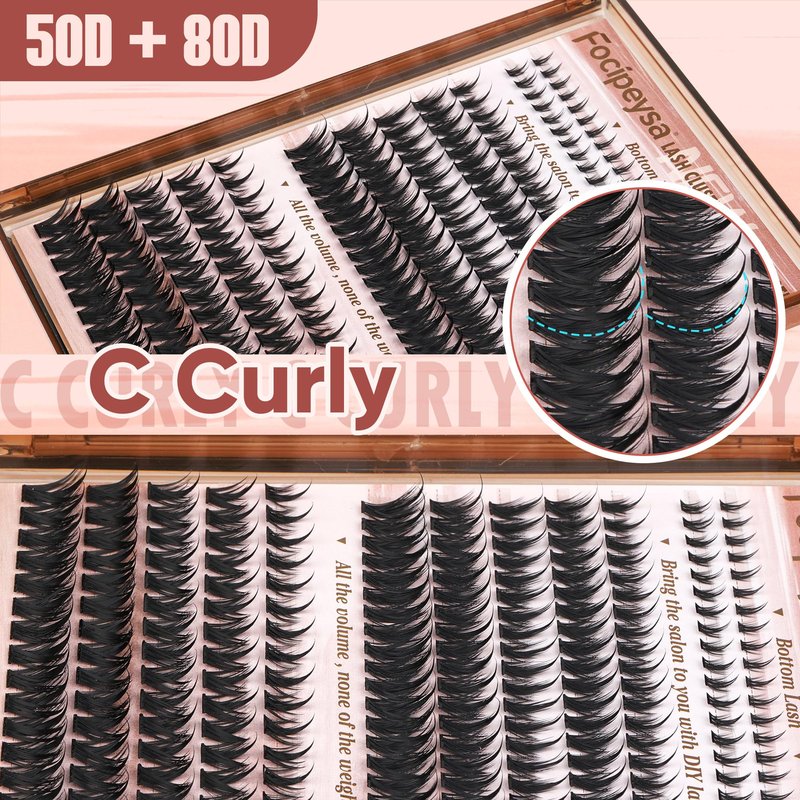 Focipeysa Wispy Lash Clusters Kit Spike Lash Extensions Kit 50D 80D Cluster Lashes Kit 10-16mm Clusters Lash Extension Manga Wispy Individual Eyelashes Extension DIY Salon Effect Lash Extension