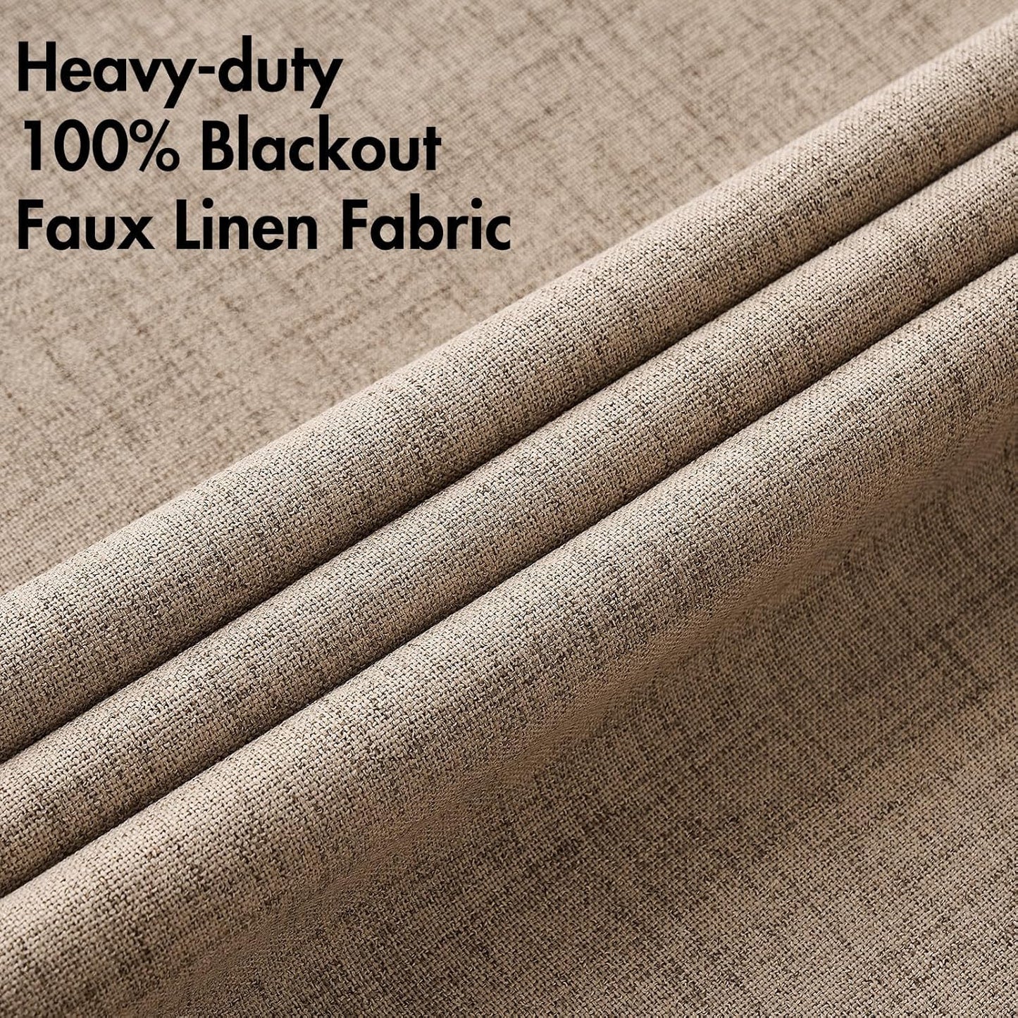 MIULEE 100% Blackout Linen Textured Curtains - Thermal Insulated Copper Brown Drapes | 52 x 45 Inch (2 Panels)