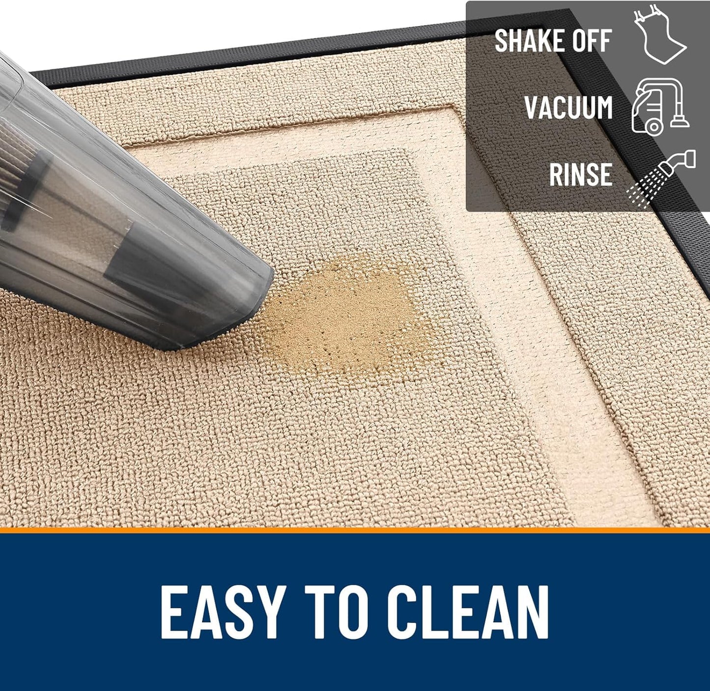 OLANLY Waterproof Front Door Mat - All-Season Indoor/Outdoor Doormat, Easy Clean, 47x17, Off-White