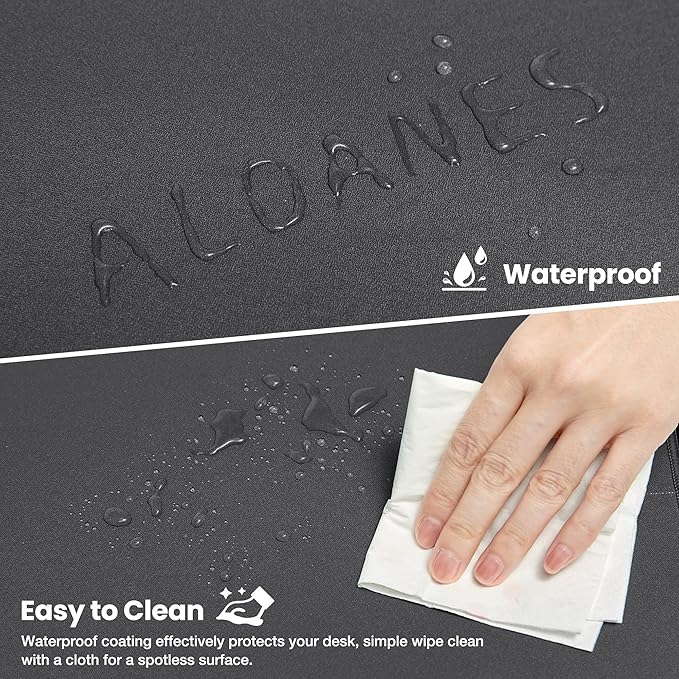 ALOANES Waterproof Mouse Pad with Durable Stitched Edge, Gaming Keyboard, Non-Slip Rubber Base Mouse Mat, Extended Desk pad for Gamer, Office& Home, Dark Gray Mousepad 3XL(35.43"x15.74"x0.12")