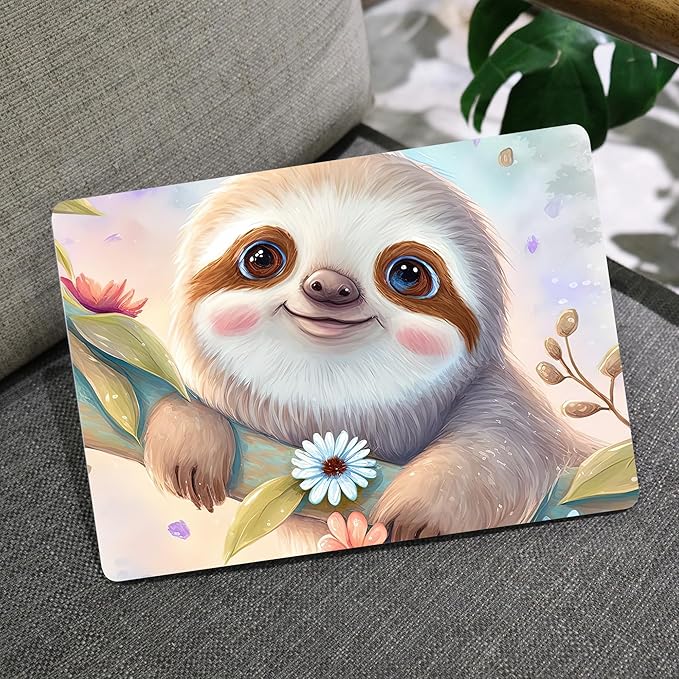 MEEgoodo for MacBook Air 13 inch Case 2021 2020 2019 2018 Released A2337 M1 A2179 A1932 with Touch ID, Plastic Hard Shell & Keyboard Cover Compatible 13.3, Smiling Sloth (A2337/A2179/A1932)