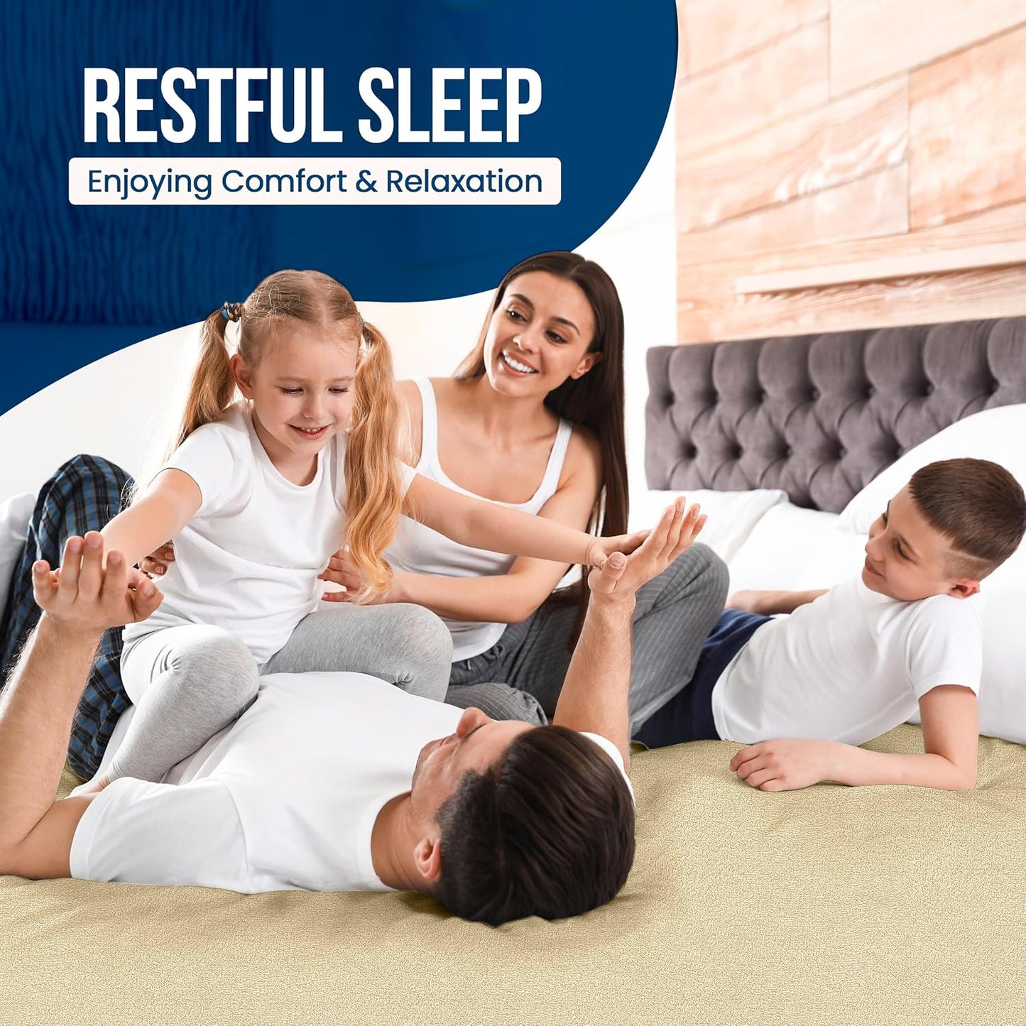 Utopia Bedding Full Size Mattress Protector - Waterproof Terry Cover with Deep Pockets | Soft & Breathable Beige