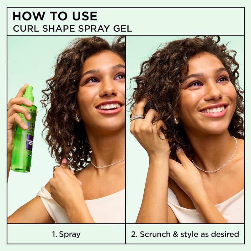 Garnier Fructis Curl Shape Defining Spray Gel - Strong Hold Frizz Control for Curly Hair | 8.5 fl oz, 3 Pack